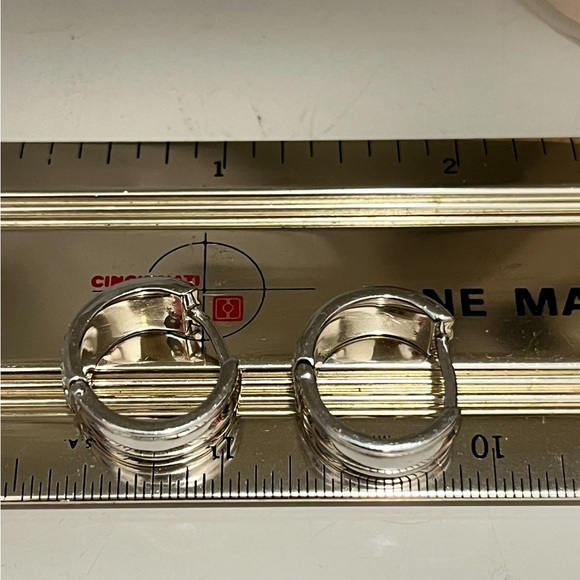 Two Sided Reversible Silver Rhinestone Cz Huggie Earrings - Picture 9 of 9